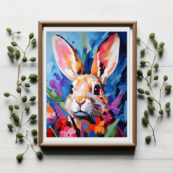 New Custom Abstract Painting cute bunny Paintings By Numbers for kit Painting By Numbers For Adults wall art