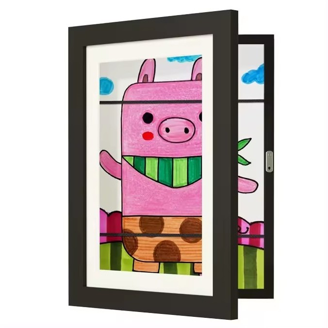 Kids Artwork Picture Frame Changeable In Black Wood With Shatter Resistant Glass Kid Art Frame Changeable A4 Photo Frames