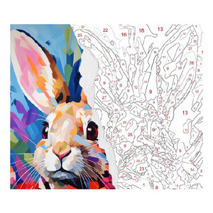 New Custom Abstract Painting cute bunny Paintings By Numbers for kit Painting By Numbers For Adults wall art