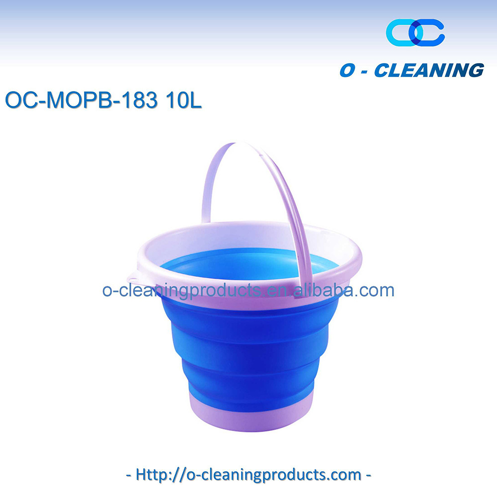 O-Cleaning Household Cleaning 10L Collapsible Plastic Water Mop Bucket With Handle,Outdoor Foldable Round Retractable Bucket