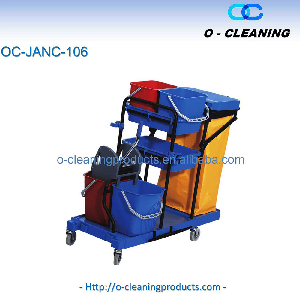 O-Cleaning Hotel Janitorial Cleaning Cart with Locking Cabinet,Housekeeping Cart Hand Push Utility Cart,Restaurant Service Cart