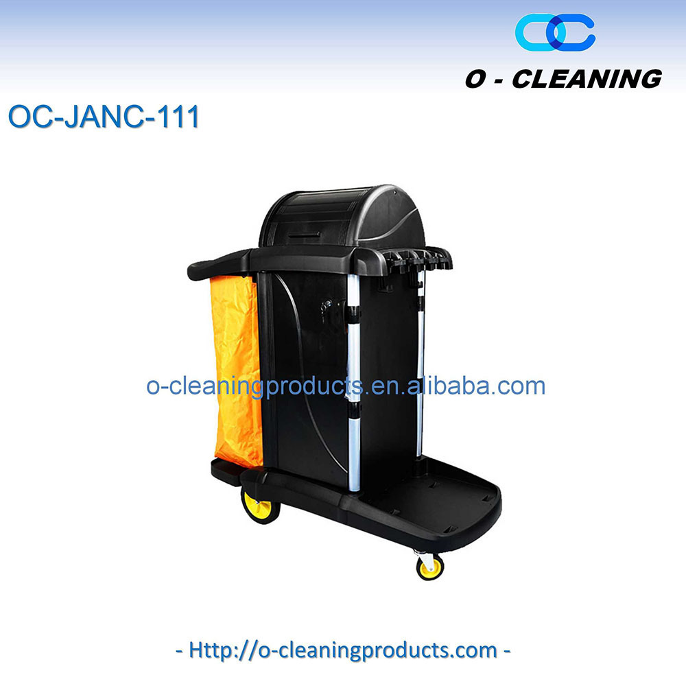 O-Cleaning Multi-Purpose Plastic Hotel Cleaning Janitorial Utility Cart,Housekeeping Maid Cart,Hospital Cleaning Trolley