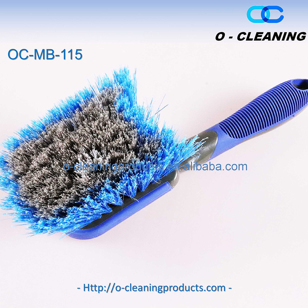 O-Cleaning Stiff Bristle Car Wheel Tire Rim Cleaner Wash Brush,Car Interior Detail Scrub Brush,Non-Slip Handle Mud/Grime Scraper