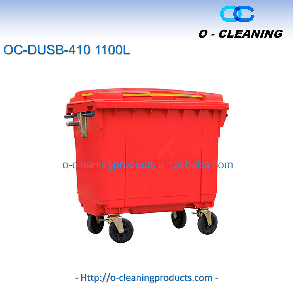 O-Cleaning 1100L Outdoor Recycle Plastic Wheelie Trash Can/Garbage Waste Bin With Lid,Mobile Square Garbage Dumpster Trolley