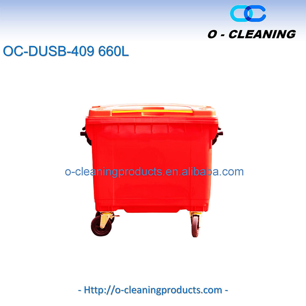 O-Cleaning Wheeled Outdoor 660Liter Plastic Recycle Trash Can,Hospital Medical Waste Bin,Rolling Square Dumpster Garbage Trolley