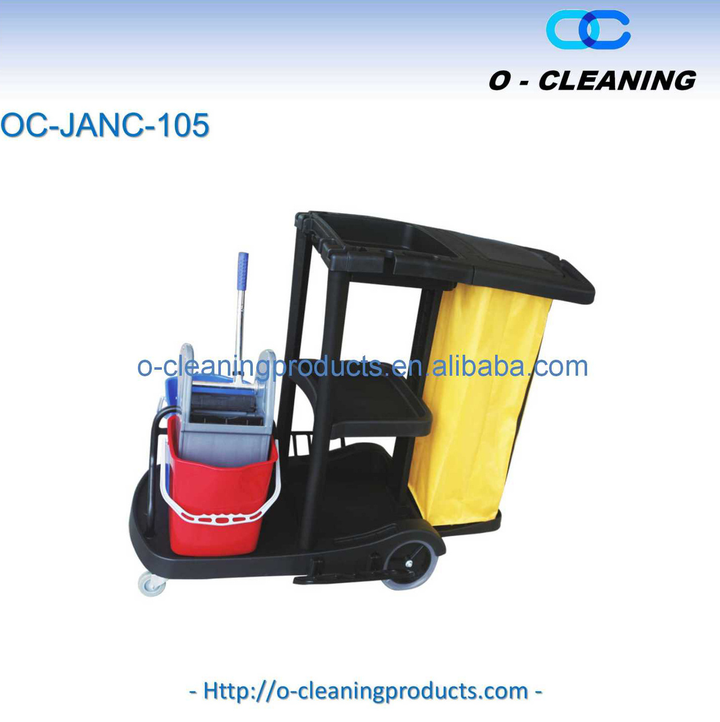 O-Cleaning Commercial Janitor Cleaning Cart,Housekeeping Cleaning Caddy,Hotel Room Service Cart Hospital Rolling Utility Cart