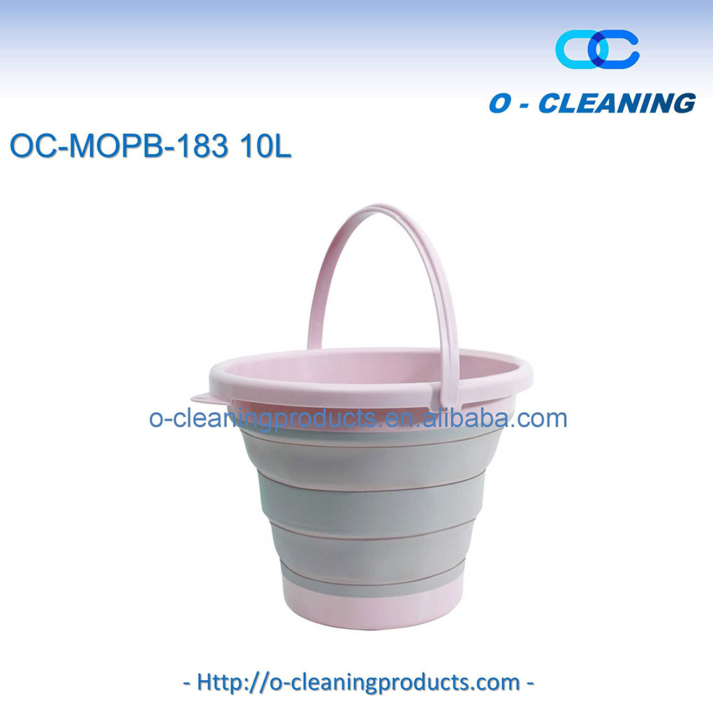 O-Cleaning Household Cleaning 10L Collapsible Plastic Water Mop Bucket With Handle,Outdoor Foldable Round Retractable Bucket