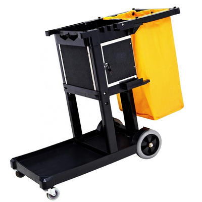 O-Cleaning Hotel Janitorial Cleaning Cart with Locking Cabinet,Housekeeping Cart Hand Push Utility Cart,Restaurant Service Cart