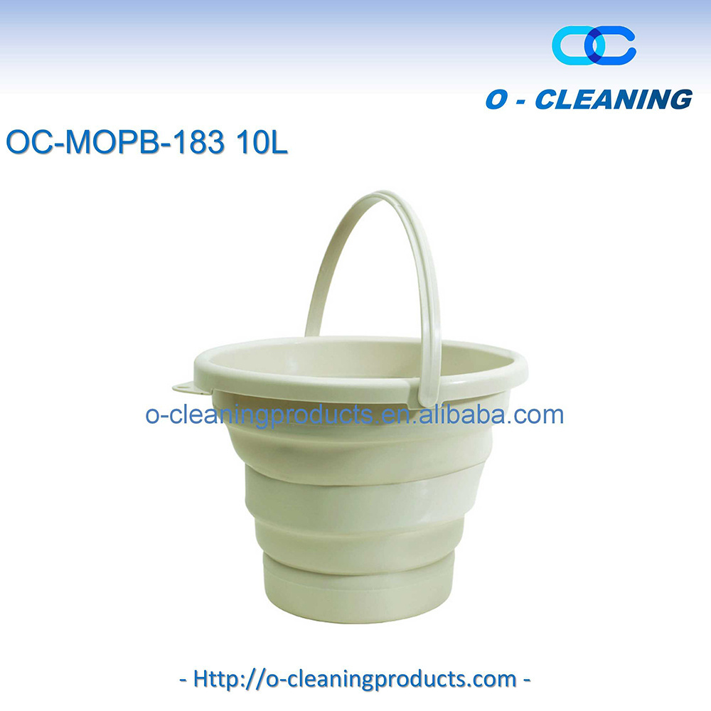 O-Cleaning Household Cleaning 10L Collapsible Plastic Water Mop Bucket With Handle,Outdoor Foldable Round Retractable Bucket