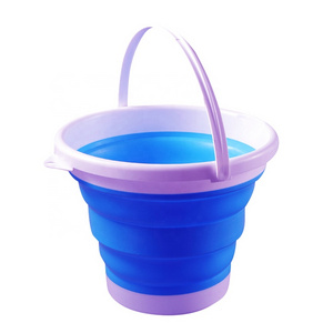 O-Cleaning Household Cleaning 10L Collapsible Plastic Water Mop Bucket With Handle,Outdoor Foldable Round Retractable Bucket