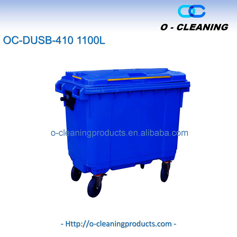 O-Cleaning 1100L Outdoor Recycle Plastic Wheelie Trash Can/Garbage Waste Bin With Lid,Mobile Square Garbage Dumpster Trolley