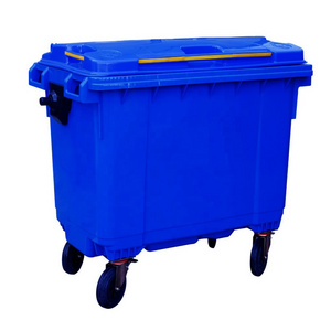 O-Cleaning 1100L Outdoor Recycle Plastic Wheelie Trash Can/Garbage Waste Bin With Lid,Mobile Square Garbage Dumpster Trolley