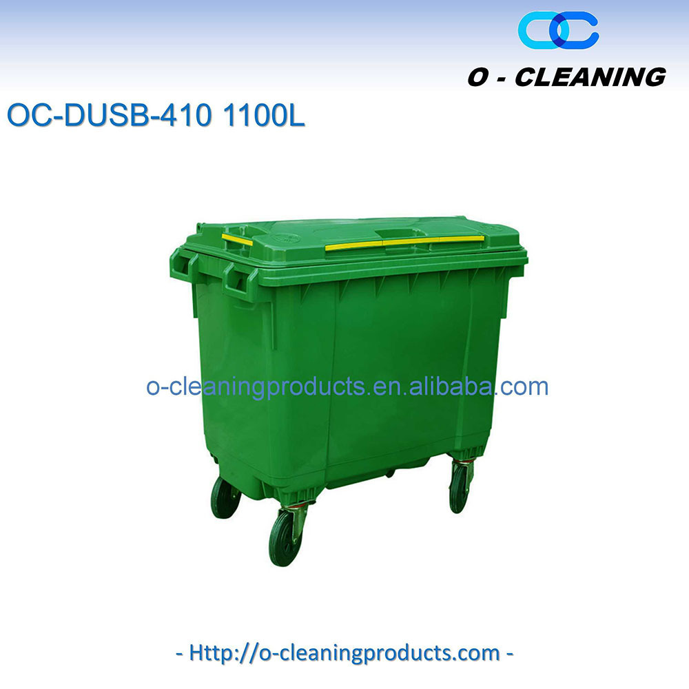 O-Cleaning 1100L Outdoor Recycle Plastic Wheelie Trash Can/Garbage Waste Bin With Lid,Mobile Square Garbage Dumpster Trolley