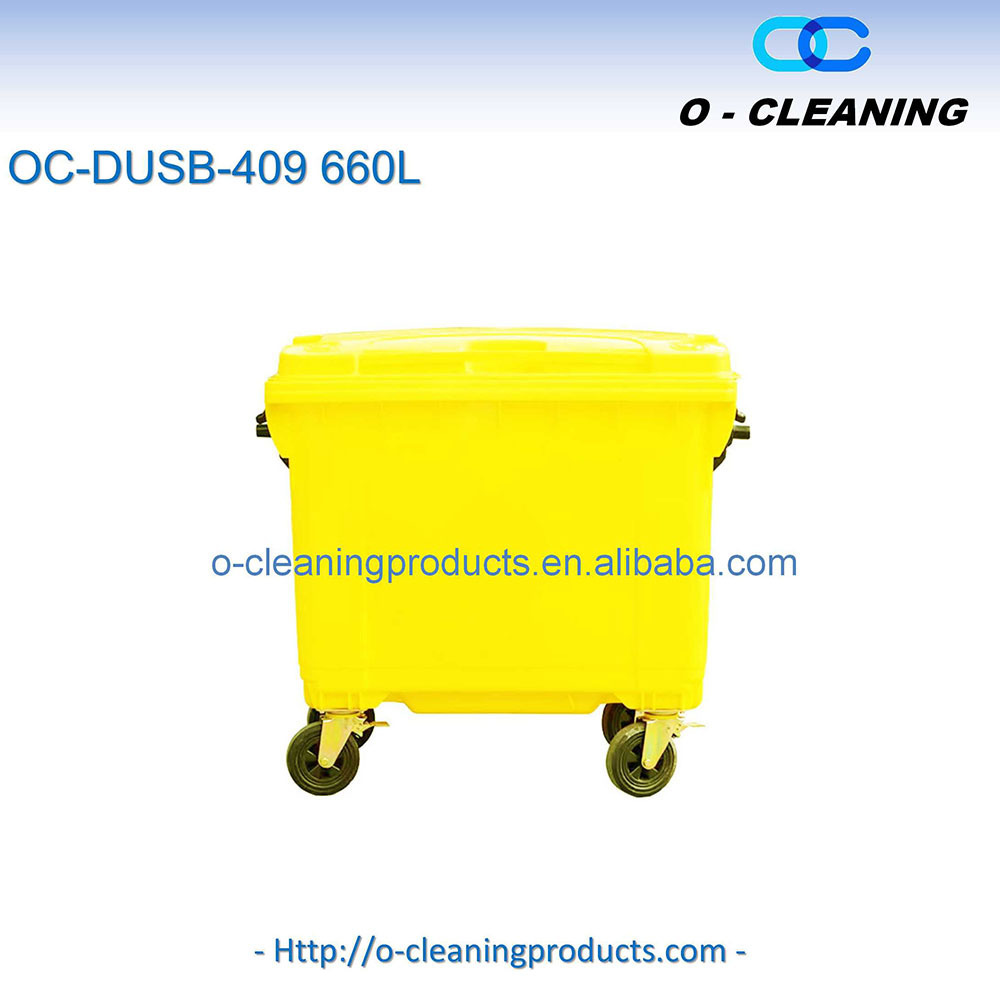 O-Cleaning Wheeled Outdoor 660Liter Plastic Recycle Trash Can,Hospital Medical Waste Bin,Rolling Square Dumpster Garbage Trolley