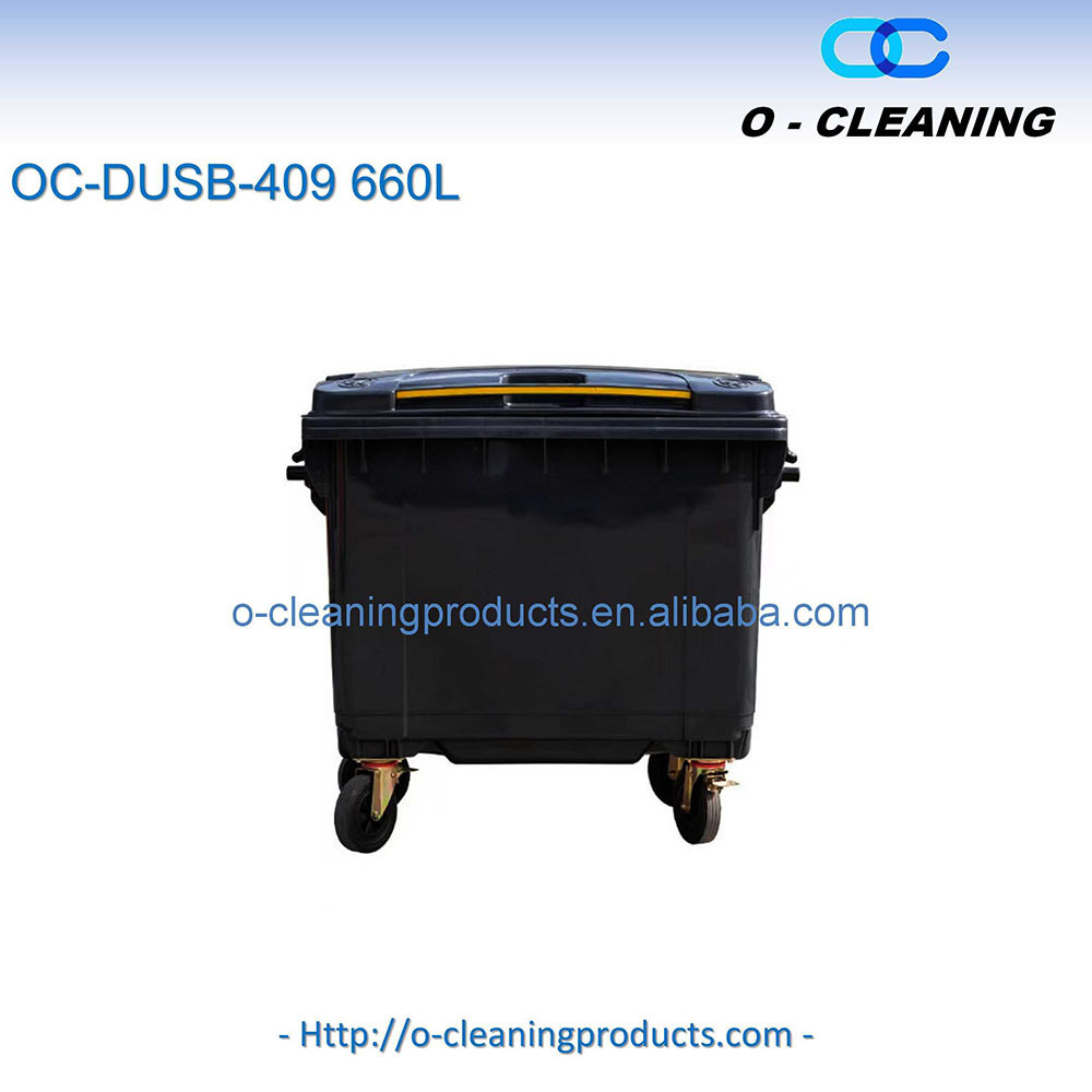 O-Cleaning Wheeled Outdoor 660Liter Plastic Recycle Trash Can,Hospital Medical Waste Bin,Rolling Square Dumpster Garbage Trolley