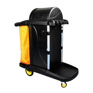 O-Cleaning Multi-Purpose Plastic Hotel Cleaning Janitorial Utility Cart,Housekeeping Maid Cart,Hospital Cleaning Trolley