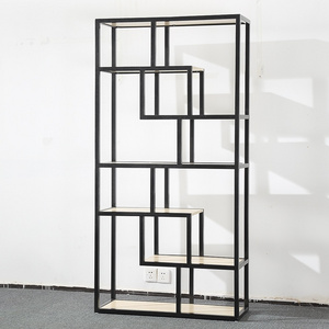 Living Room furniture new design Wrought Iron Display Stands Metal Cube Bookcase 6 shelves steel rack bookshelf