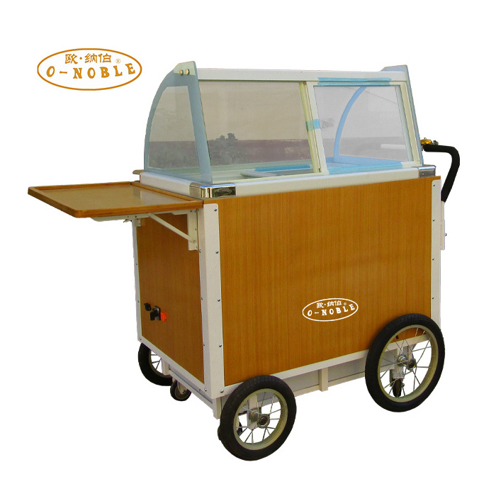 Outdoor Hand Push Mobile Kitchen Plastic Food Service Ice Cream Trolley Cart