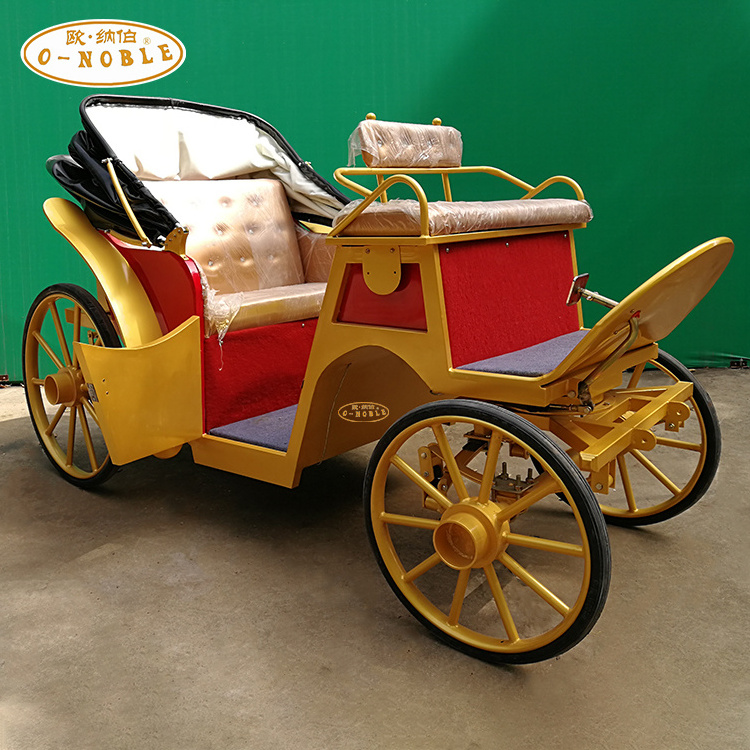 4 Wheels Horse Carriage for Sale Europe Cinderella Classical Wedding Horse Cart Customized Draft Sighting Truck