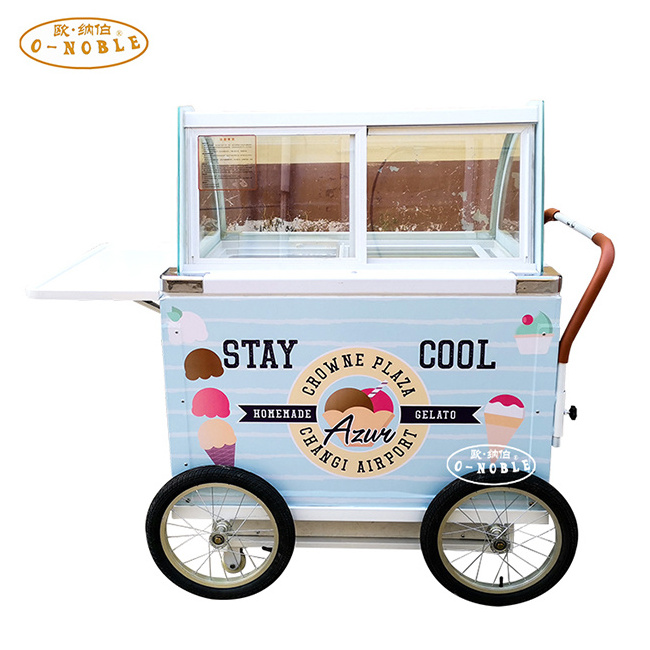 Beach ice cream vending truck ice cream trolley with refrigerator