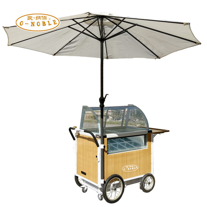 Outdoor Hand Push Mobile Kitchen Plastic Food Service Ice Cream Trolley Cart