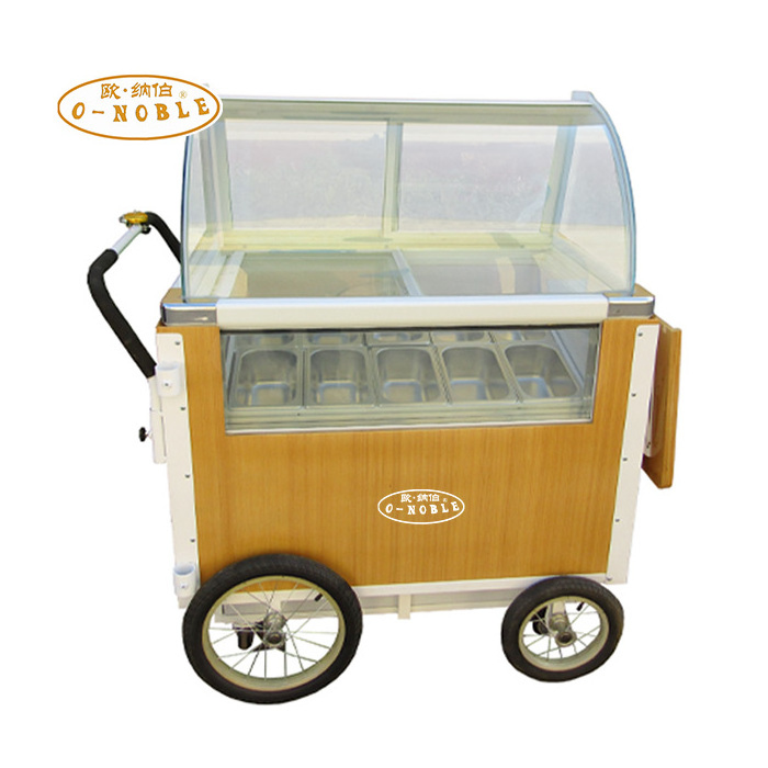 Outdoor Hand Push Mobile Kitchen Plastic Food Service Ice Cream Trolley Cart