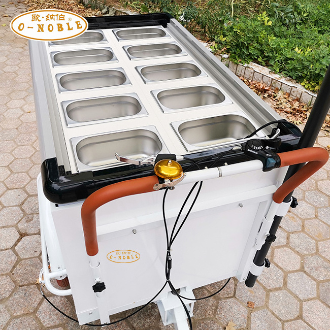 Solar freezer bike 150L fridge electric tricycle for ice cream sale bicycle refrigerator