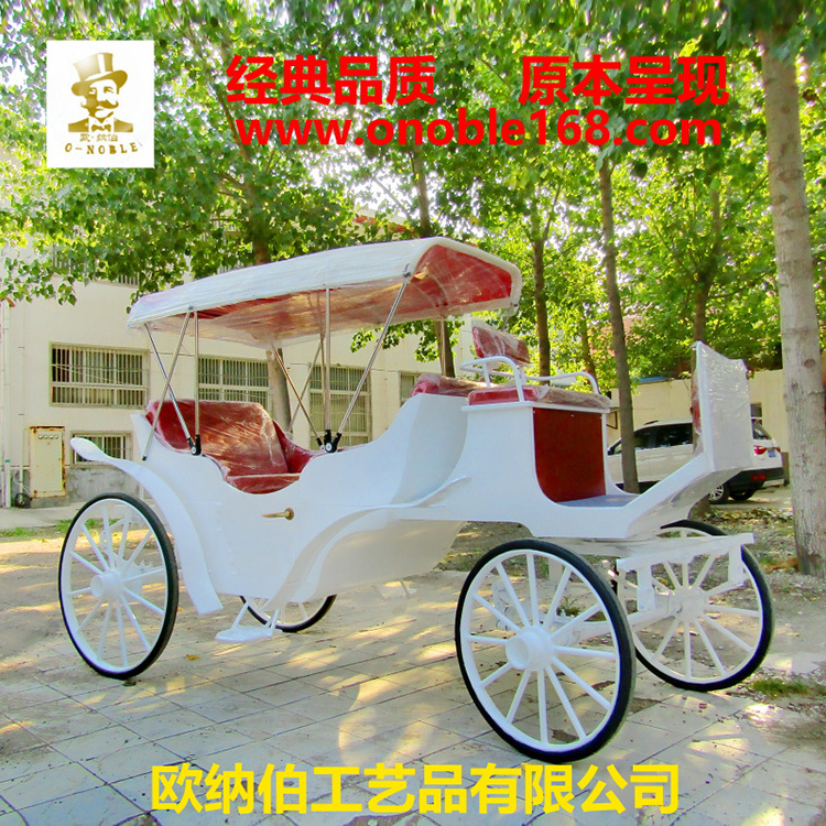 White Sightseeing Horse Drawn Carriage Horse Wagon for Sale craft carriage