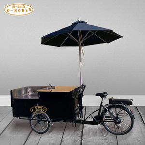 Electric hot dog bike outdoor business tricycle with fridge for sale