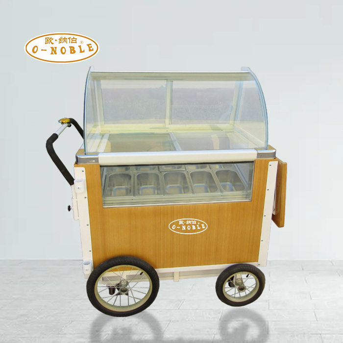 Outdoor Hand Push Mobile Kitchen Plastic Food Service Ice Cream Trolley Cart