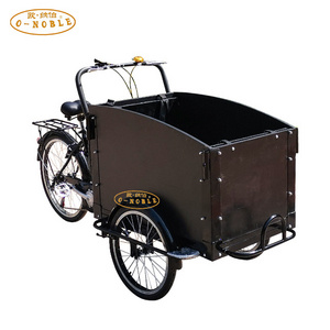 front loading Dutch style cargo e-bike 3 wheels cargo tricycle electric for family use