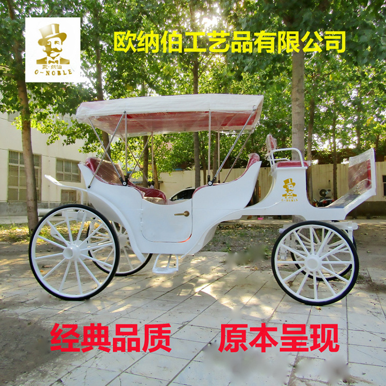 White Sightseeing Horse Drawn Carriage Horse Wagon for Sale craft carriage