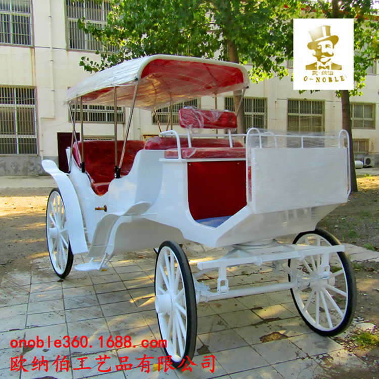 White Sightseeing Horse Drawn Carriage Horse Wagon for Sale craft carriage