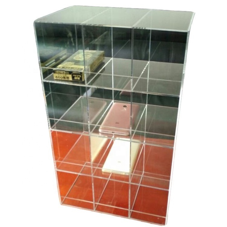 China Shenzhen factory custom clear acrylic display case with lock and key for cellphone accessories