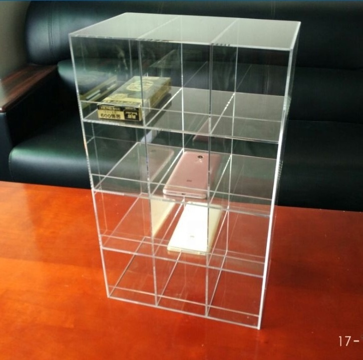 China Shenzhen factory custom clear acrylic display case with lock and key for cellphone accessories