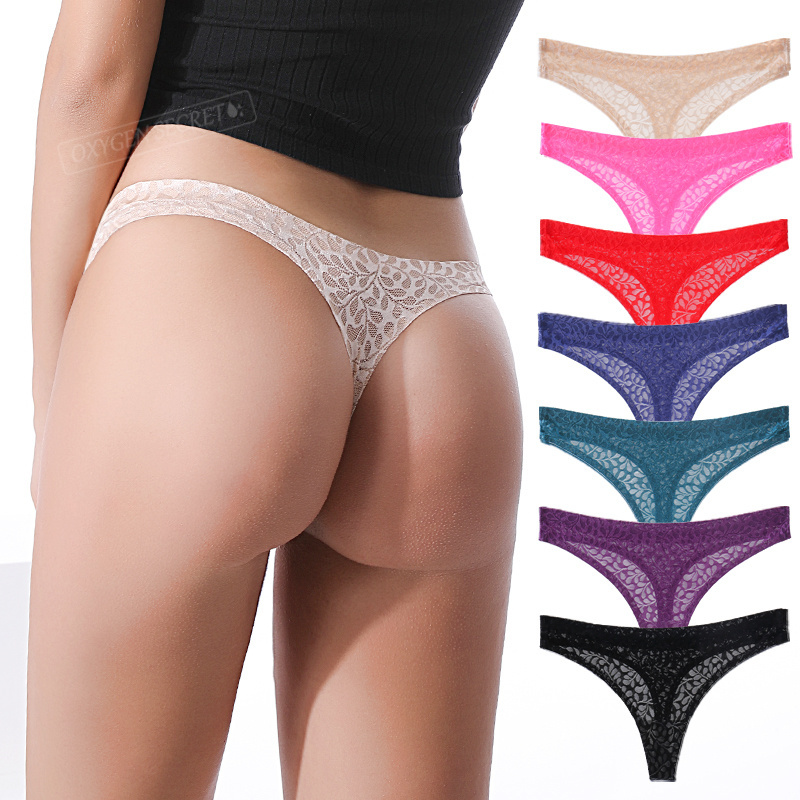 Hot Selling Jacquard Weave Seamless Female Briefs Thong Bikini  Lace Ice Silk Lingerie Seamless sexi girls panties brief