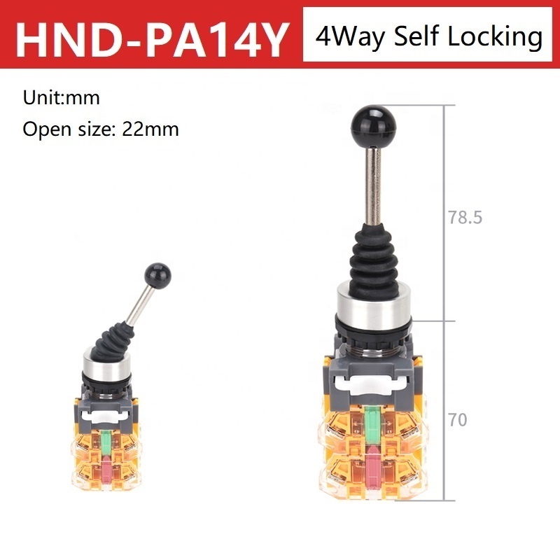 22mm Joystick Switch 4 Way Position Self Locking Momentary Master Monolever Rotary Power Toggle Cross Rocker Switches HND-PA14