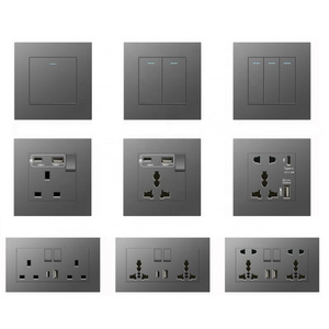 PC Grey Socket with Type C USB Fast Charger Electrical Wall Switches and Sockets  UK Malta Maldives