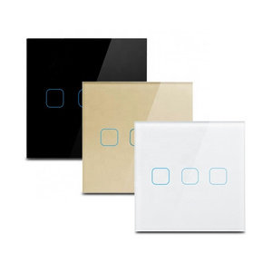 EU UK Crystal Glass Touch Switches Electrical 1 2 3 Gang White Black Grey Gold  Wall Switch Live Wire with CE Non Smart