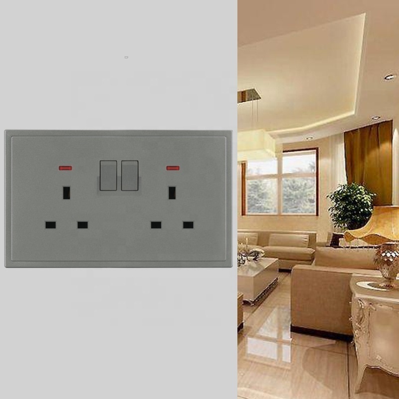 Indonesia PC Panel Narrow Margin Design Electric Wall Switches sockets UK Standard USB Type C Socket 4 Gang 6 Gang Switch