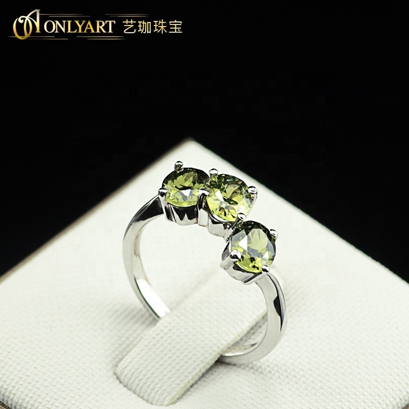 92.5 silver jewelry luxurious green Cubic Zirconia full finger rings in silver green stone ring silver 925 jewelry