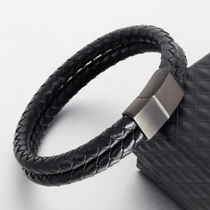 316 Steel Bangle Black Real Bracelet Thick Rope men Simple Stainless Wrist Men Jewelry Luxury Real men bracelet leather Original