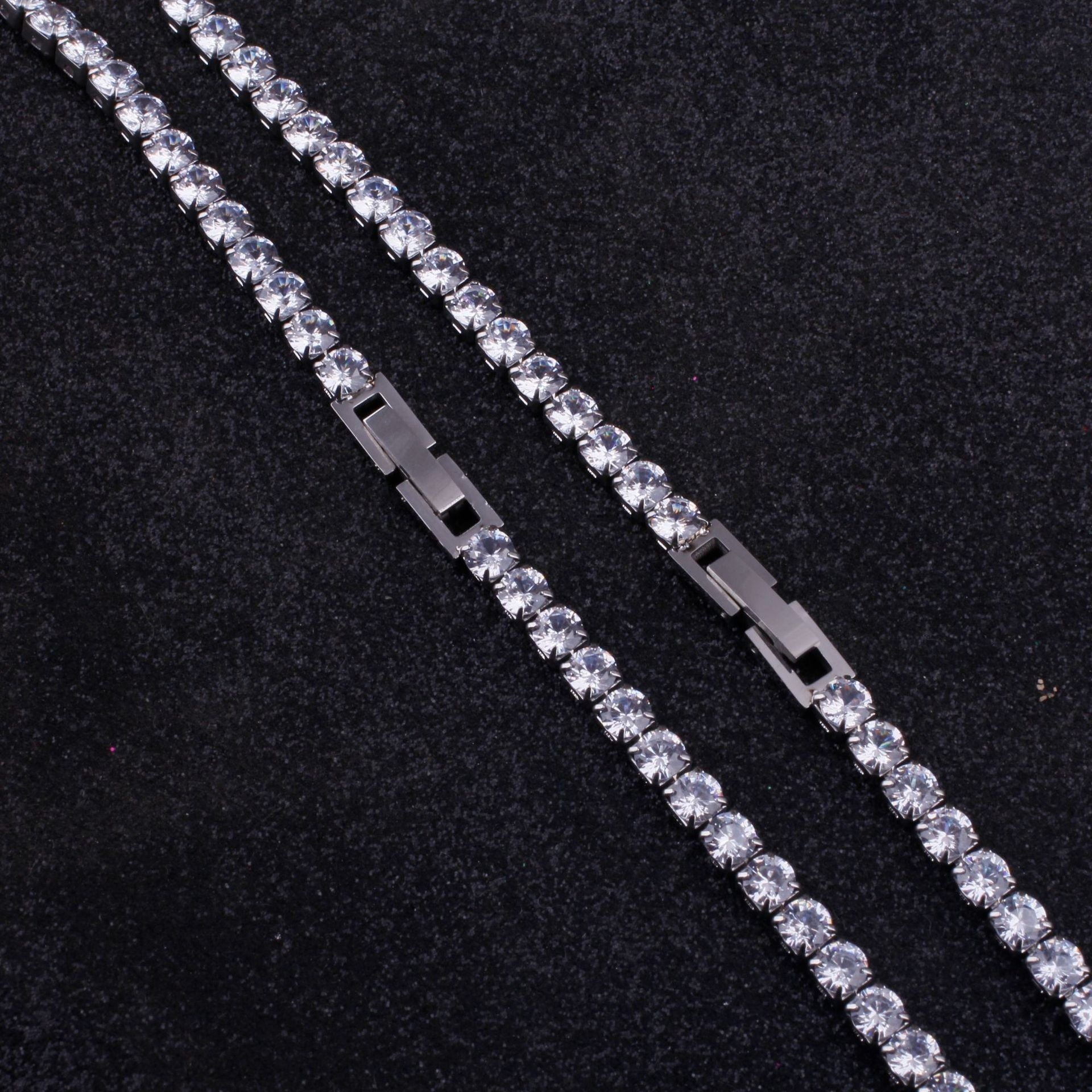 Factory Price Luxury 4MM Steel Tennis Necklace Iced Out Miami Stainless Steel Cuban Necklace Chain Women Jewelry