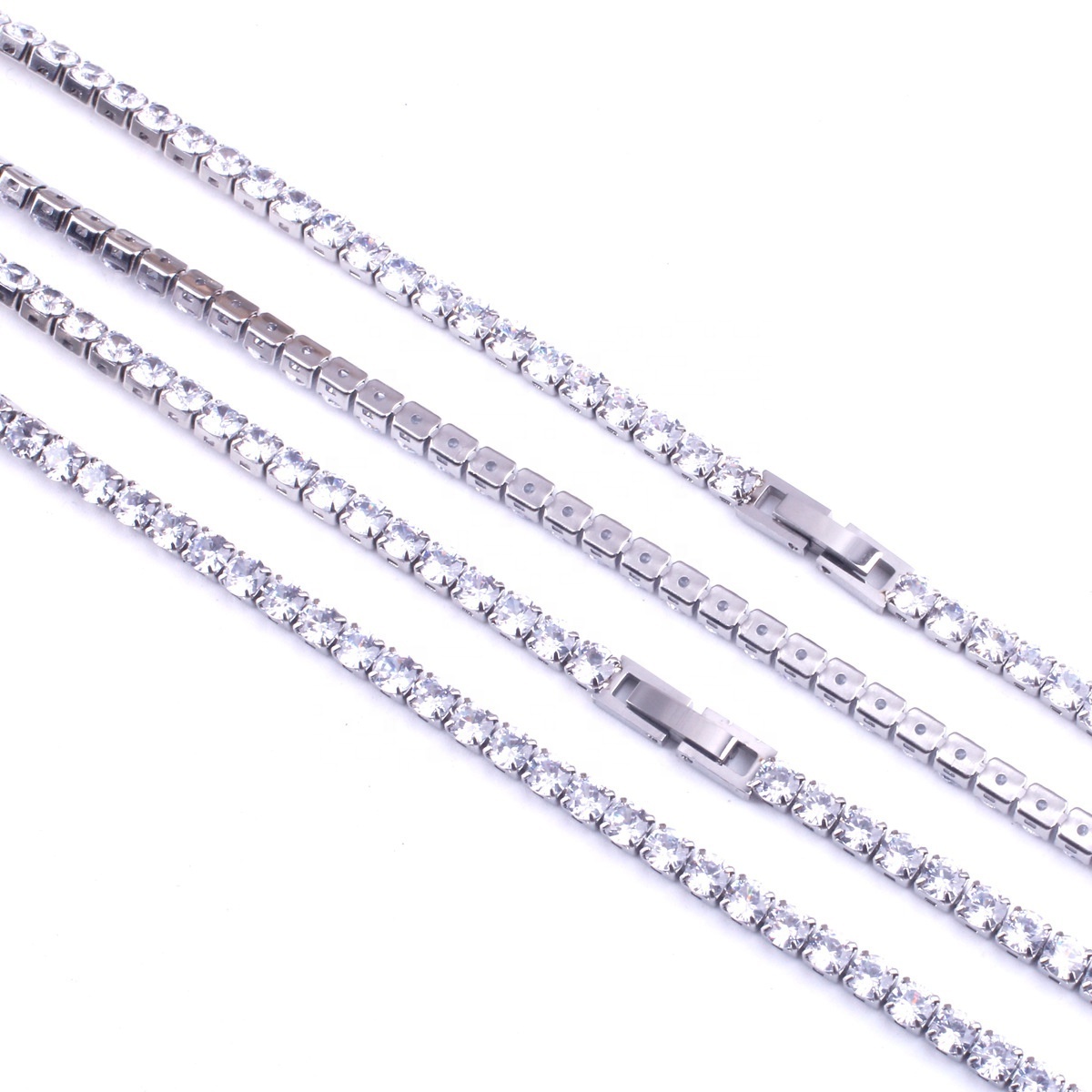 Factory Price Luxury 4MM Steel Tennis Necklace Iced Out Miami Stainless Steel Cuban Necklace Chain Women Jewelry