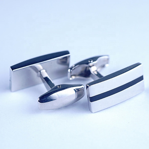 fashionable black hard resin enamel cufflinks/ high quality classic men's cuff link and tie clip set accessories in silver