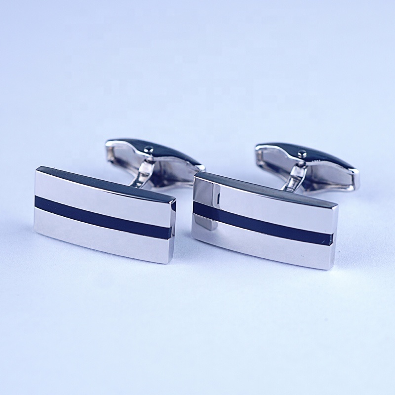 fashionable black hard resin enamel cufflinks/ high quality classic men's cuff link and tie clip set accessories in silver