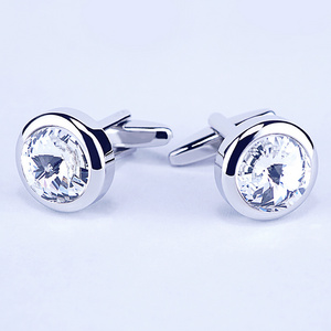 China wholesale price round crystal shirts cuff link fashion cufflinks for shirt crystal cufflinks cufflink for men luxury