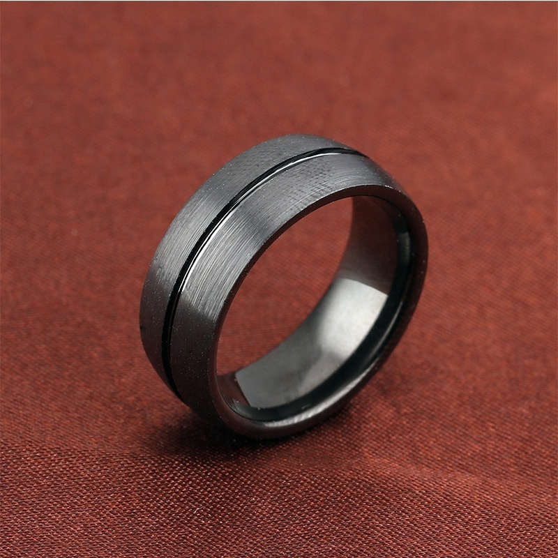 Matt Finish Low MOQ Tungsten Carbide Black Ring Fashion Engagement Wedding Band For Men Women Domed Grooved Rings Comfort Fit