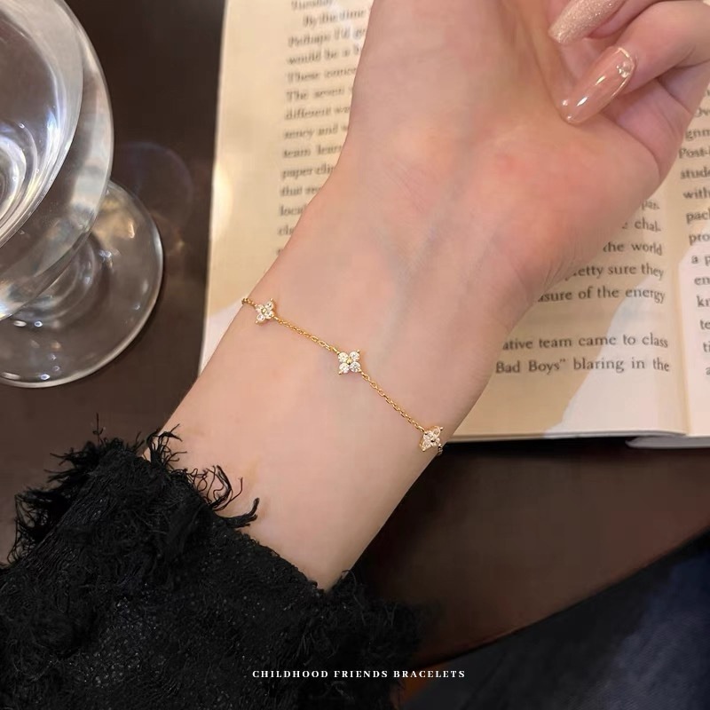 New Friendship Moissanite CZ Bracelet 100% 925 Silver Silver Joyeria Plata Custom Fine Jewelry Women Four Leaf Clover Bracelets