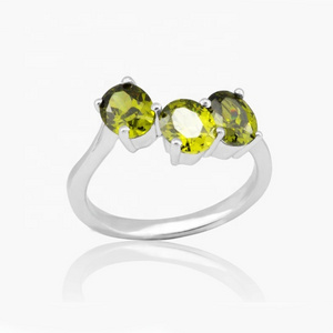 92.5 silver jewelry luxurious green Cubic Zirconia full finger rings in silver green stone ring silver 925 jewelry